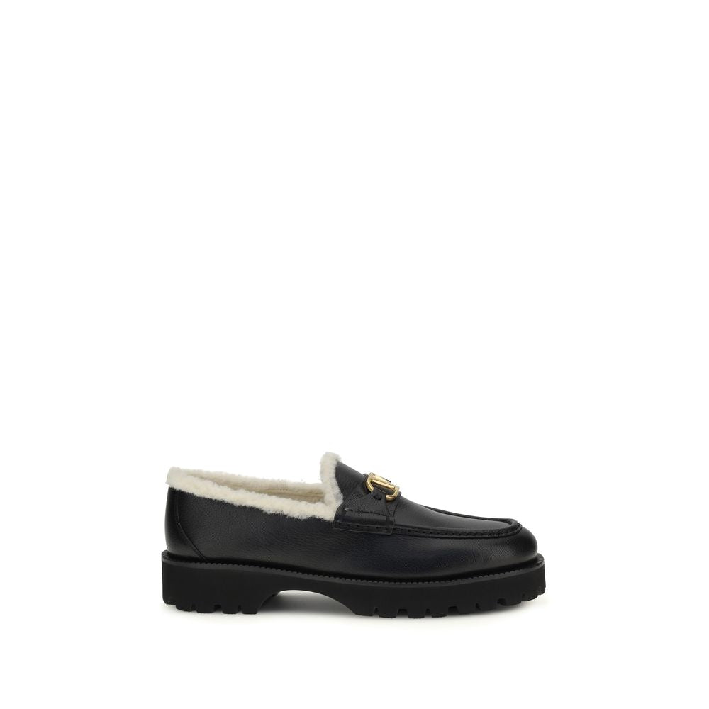 Valentino Garavani Black Calf Leather Bos Taurus Slip-On Loafers Valentino Garavani