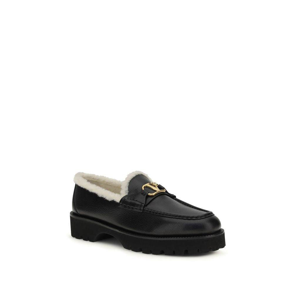 Valentino Garavani Black Calf Leather Bos Taurus Slip-On Loafers Valentino Garavani