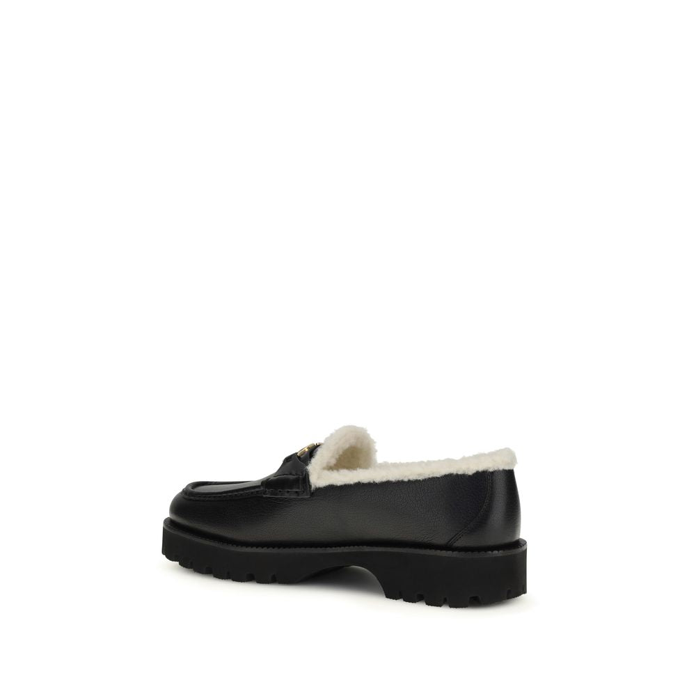 Valentino Garavani Black Calf Leather Bos Taurus Slip-On Loafers Valentino Garavani