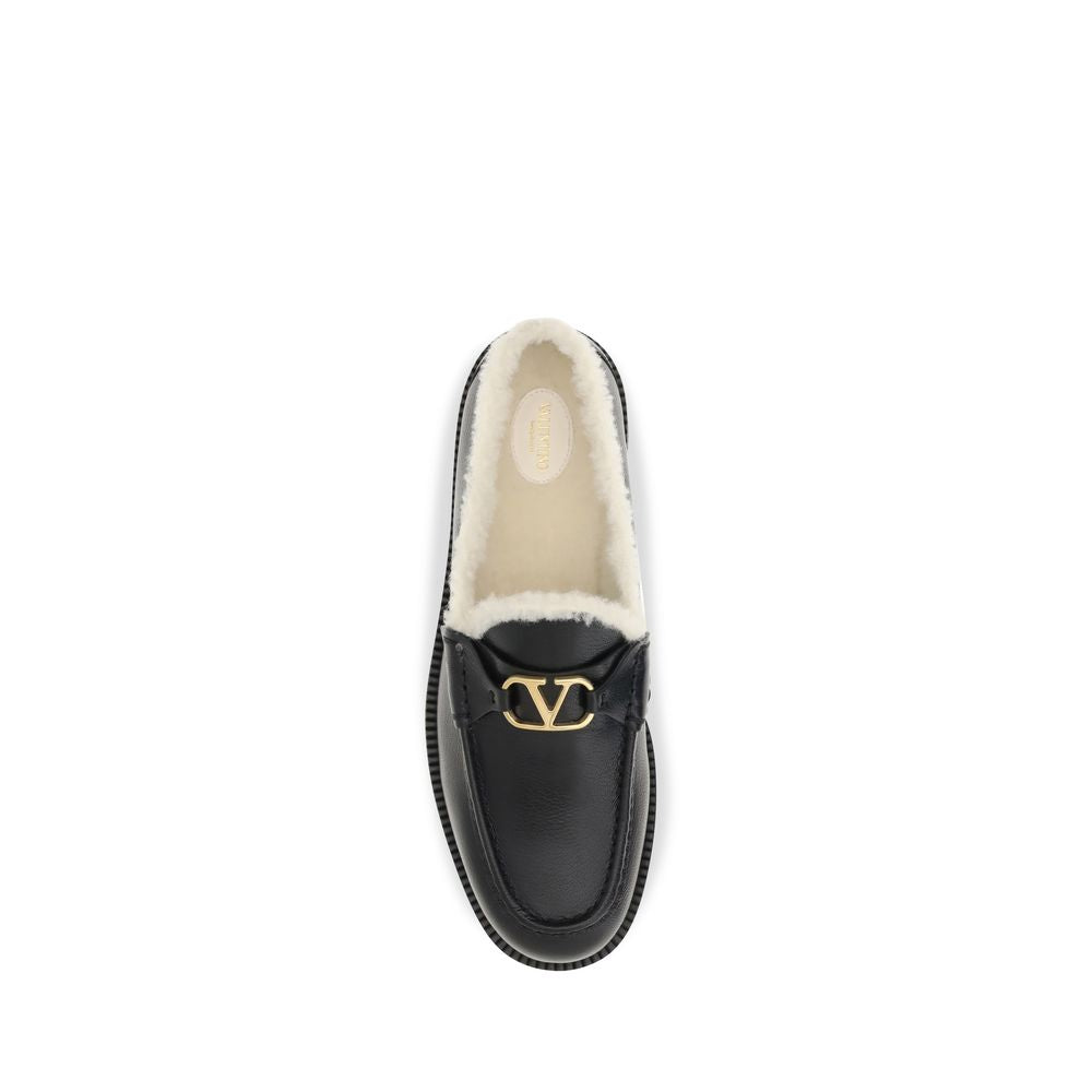 Valentino Garavani Black Calf Leather Bos Taurus Slip-On Loafers Valentino Garavani