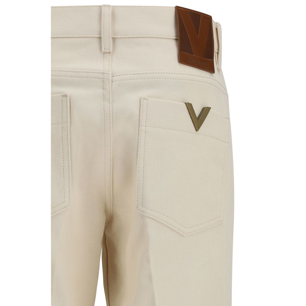 Valentino Garavani Beige Cotton Flared Jeans Valentino Garavani
