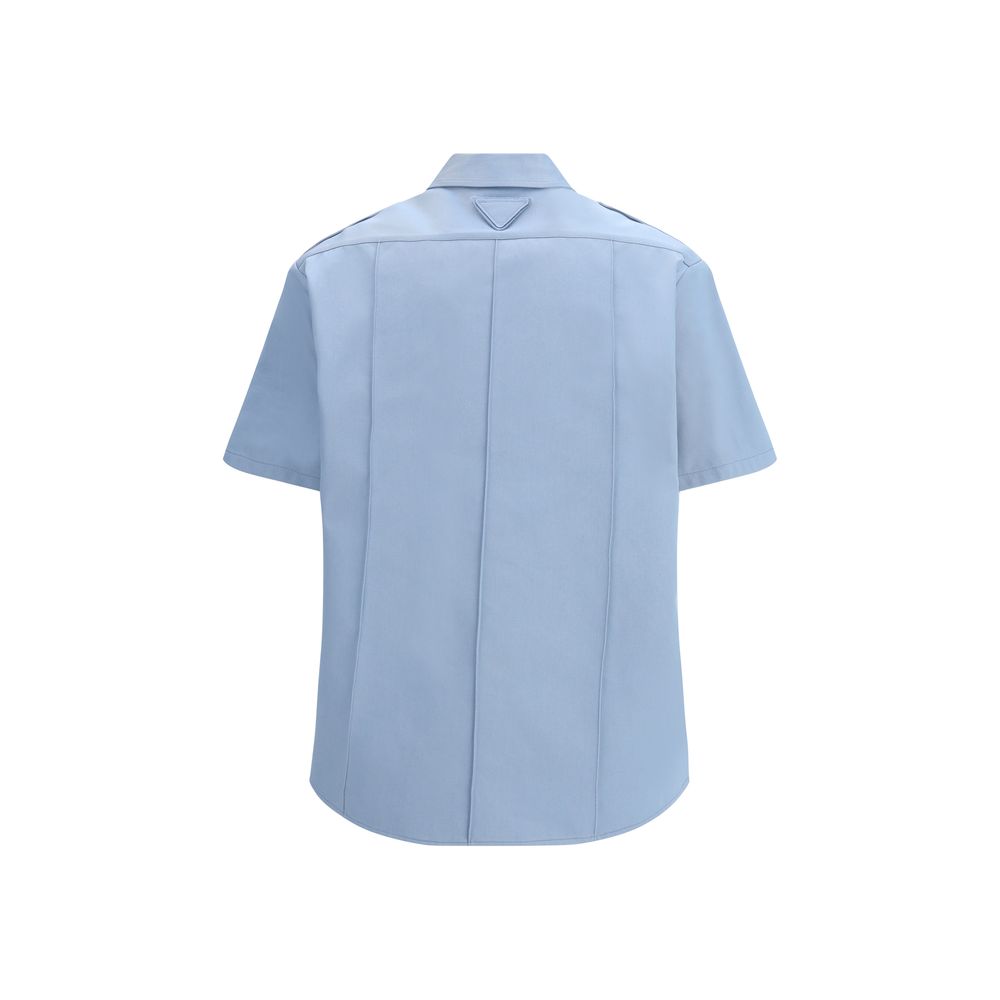 Prada Blue Cotton Shortsleeve Shirt Prada