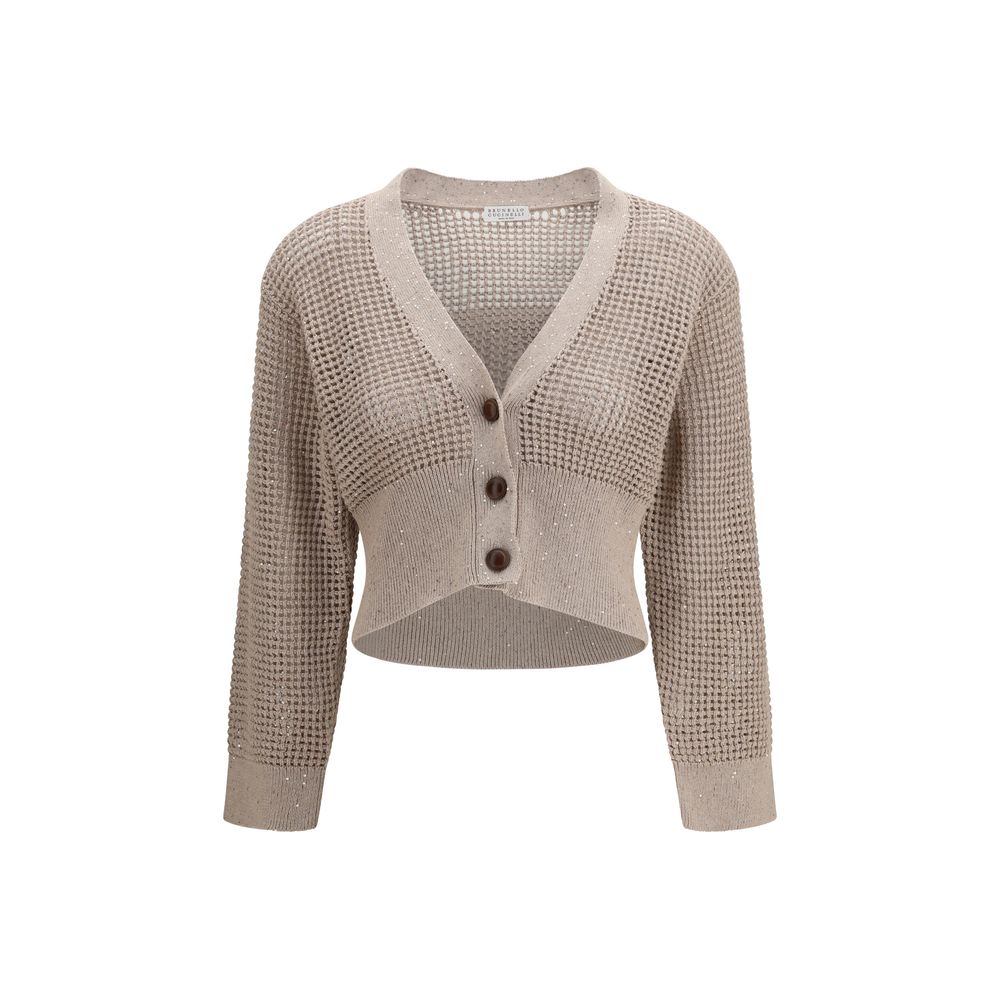 Brunello Cucinelli Beige Cotton Cardigan Brunello Cucinelli