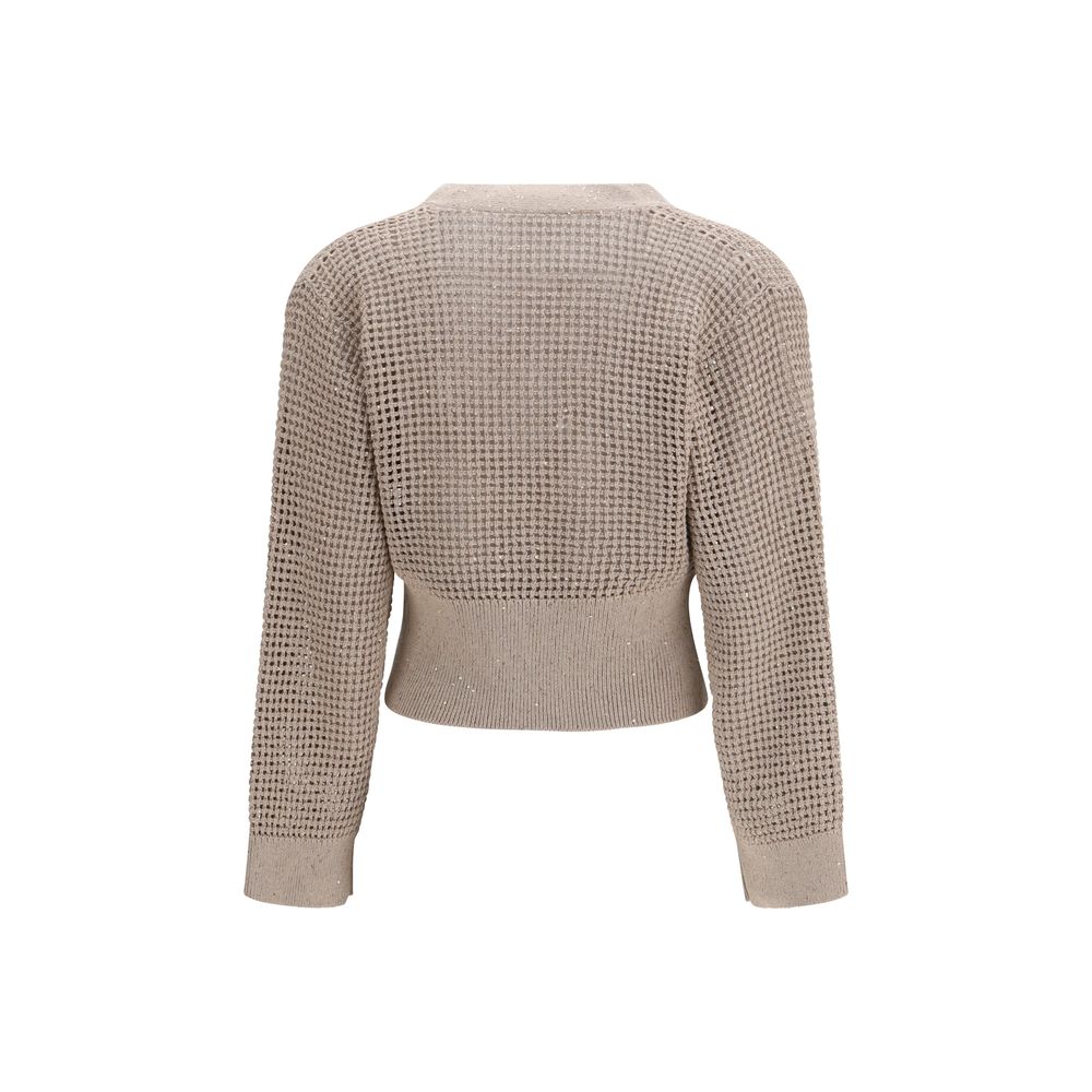 Brunello Cucinelli Beige Cotton Cardigan Brunello Cucinelli