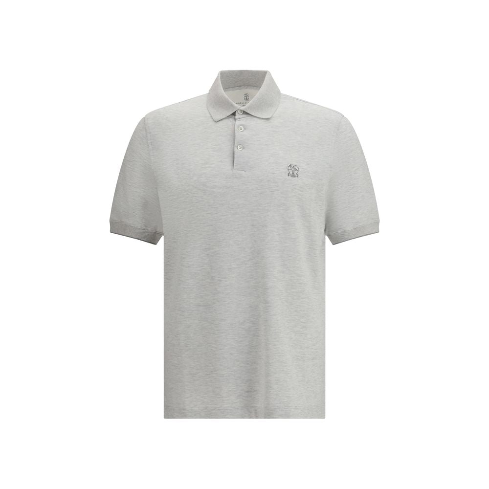 Brunello Cucinelli Gray Cotton Polo Shirt Brunello Cucinelli