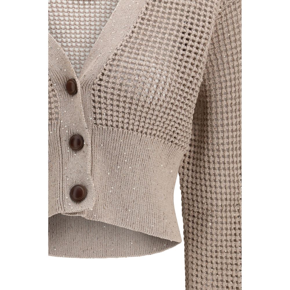 Brunello Cucinelli Beige Cotton Cardigan Brunello Cucinelli