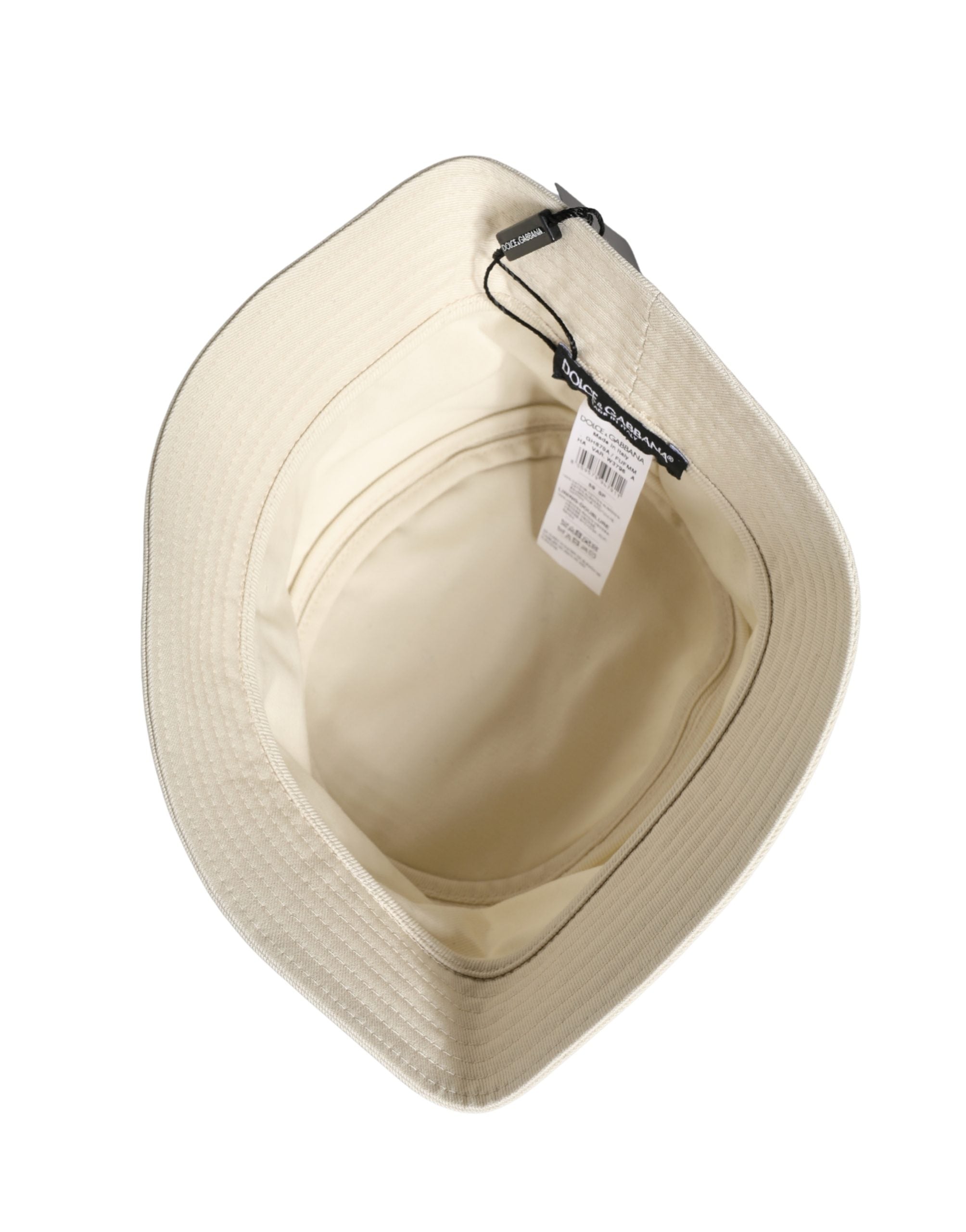 Dolce & Gabbana Men White Cotton Bucket Fisherman Capello Hat Dolce & Gabbana