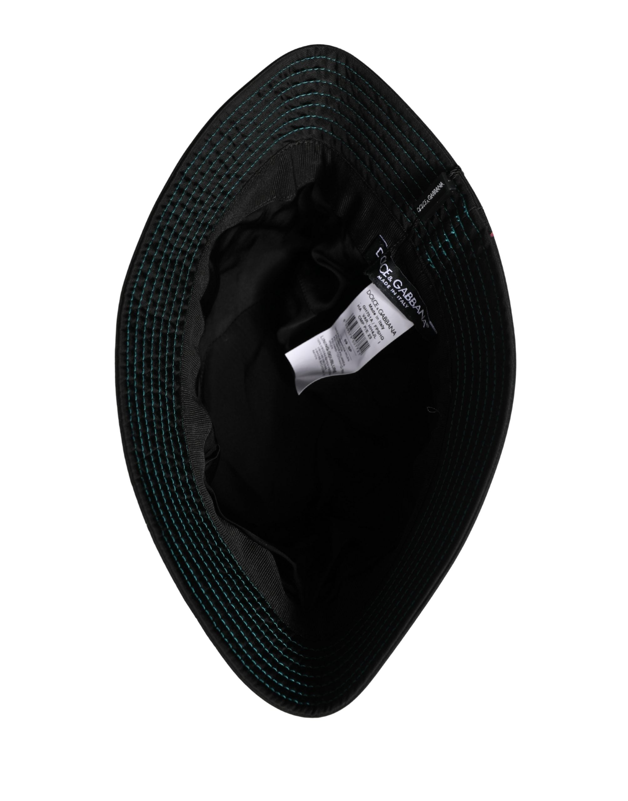 Dolce & Gabbana Men Black Floral Print Nylon Fisherman Cap Hat Dolce & Gabbana