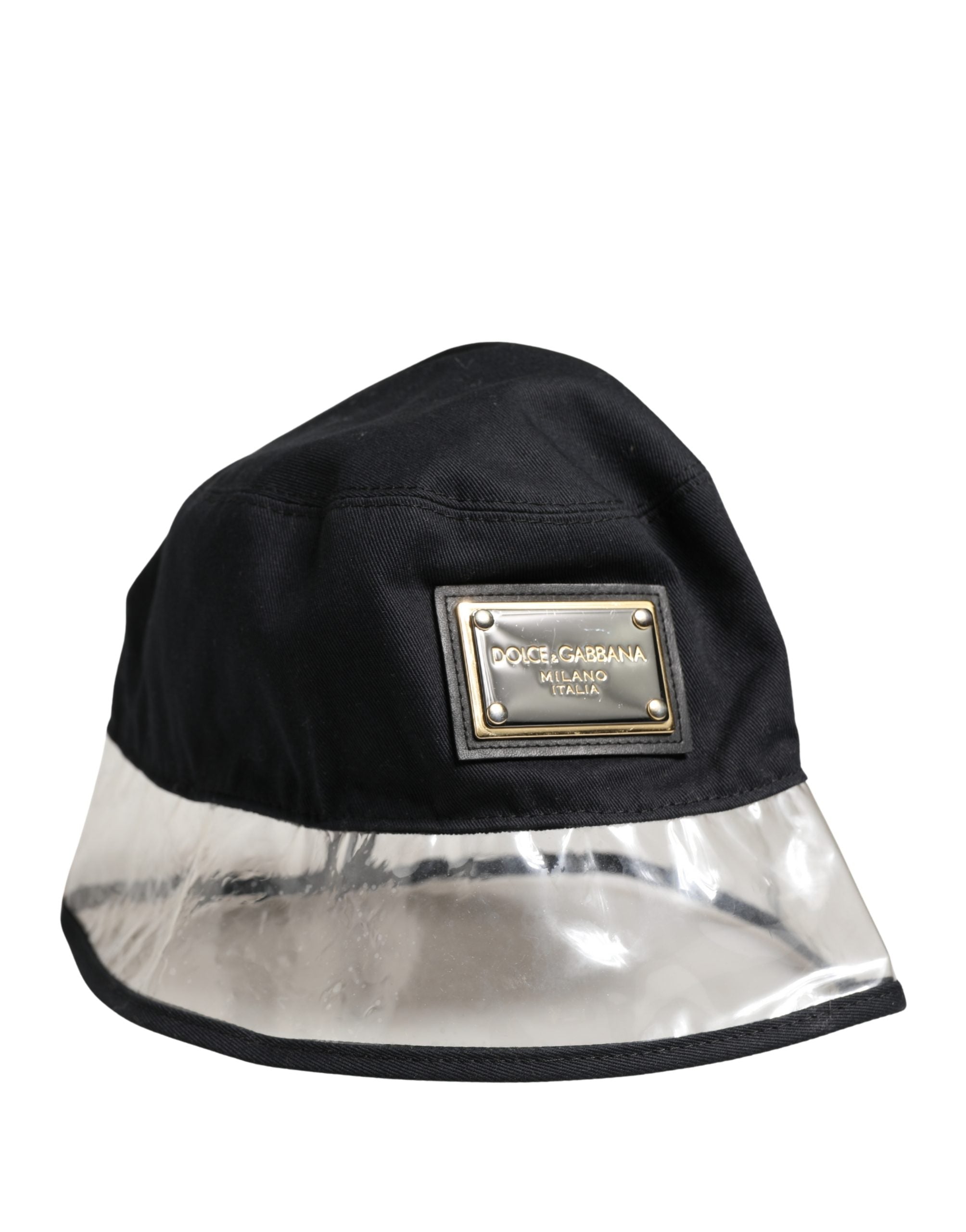 Dolce & Gabbana Black Cotton Plastic Fisherman Bucket Capello Hat Dolce & Gabbana