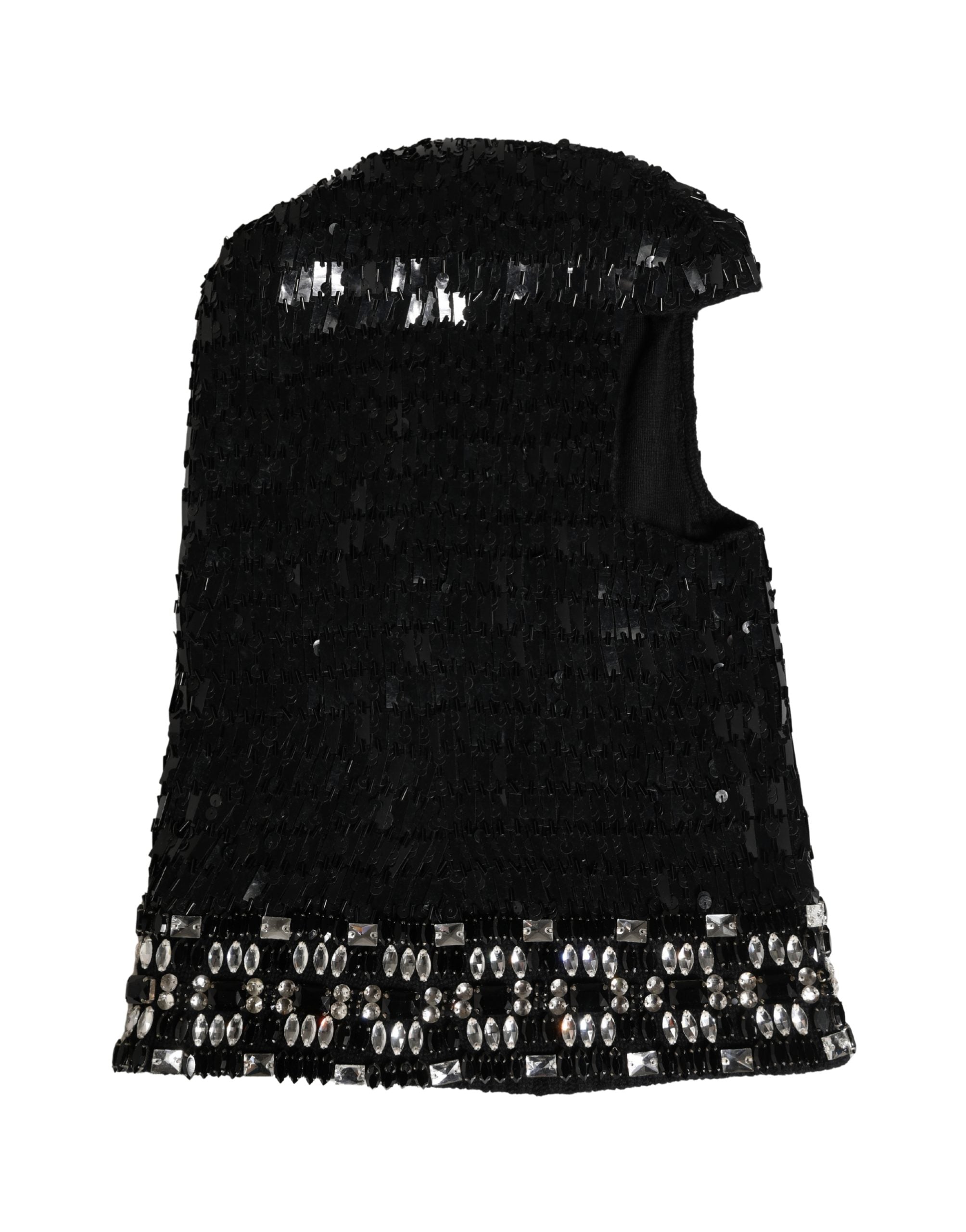 Dolce & Gabbana Black Wool Crystal Embellished Balaclava Hat Dolce & Gabbana