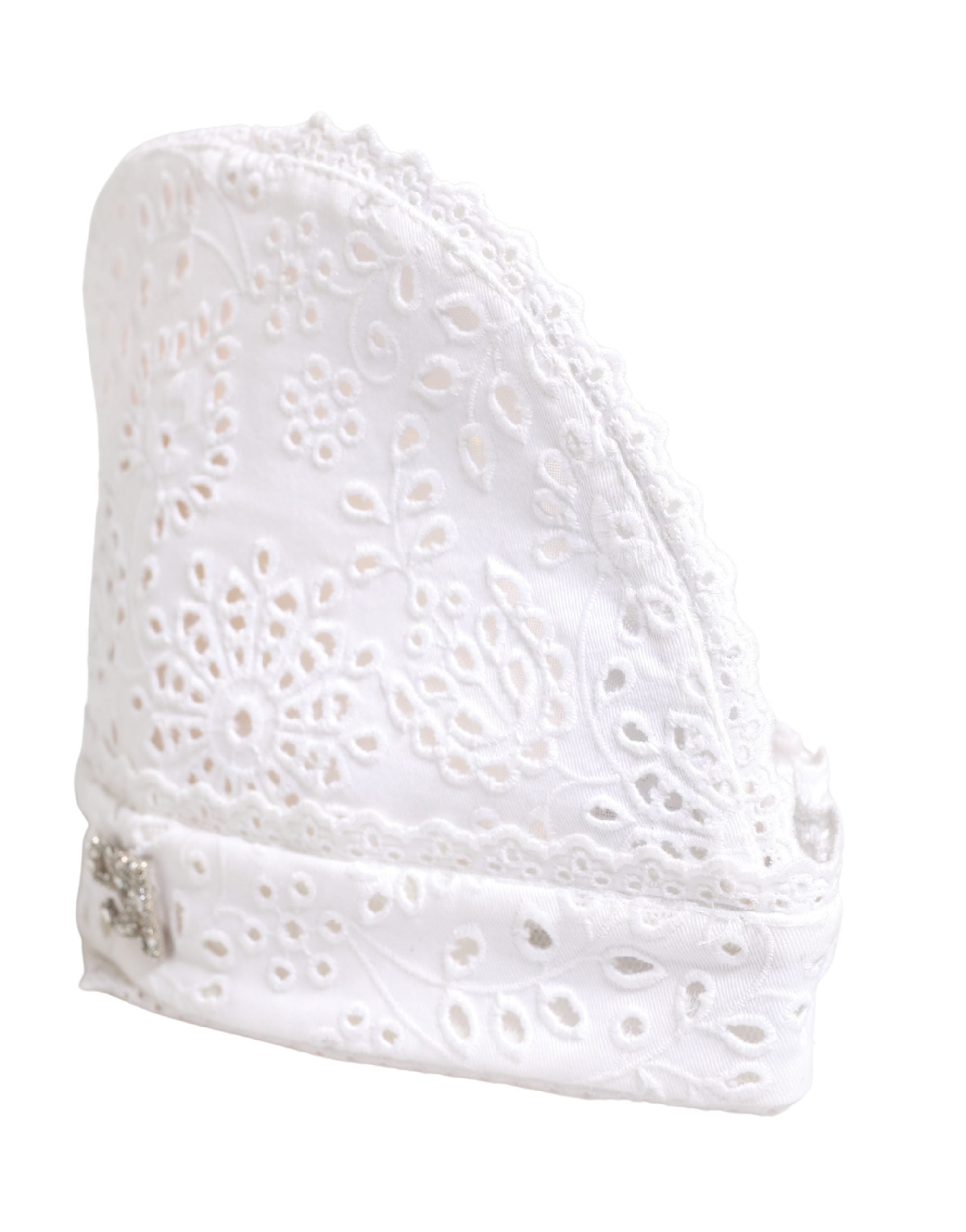 Dolce & Gabbana White Cotton Embroidered DG Crystal Headwear Hat Dolce & Gabbana
