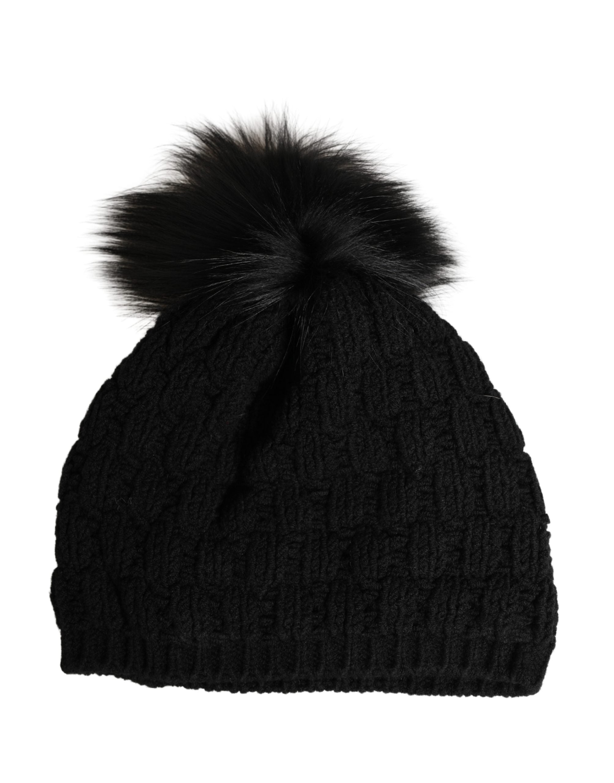 Dolce & Gabbana Black Acrylic Knitted Fur Winter Beanie Dolce & Gabbana
