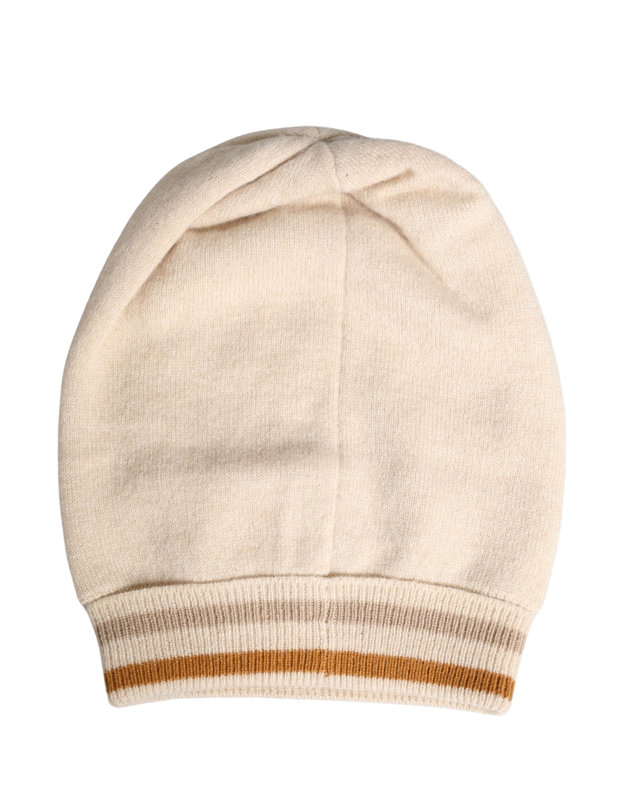 Dolce & Gabbana Beige Cashmere Knitted Women Winter Beanie Hat Dolce & Gabbana