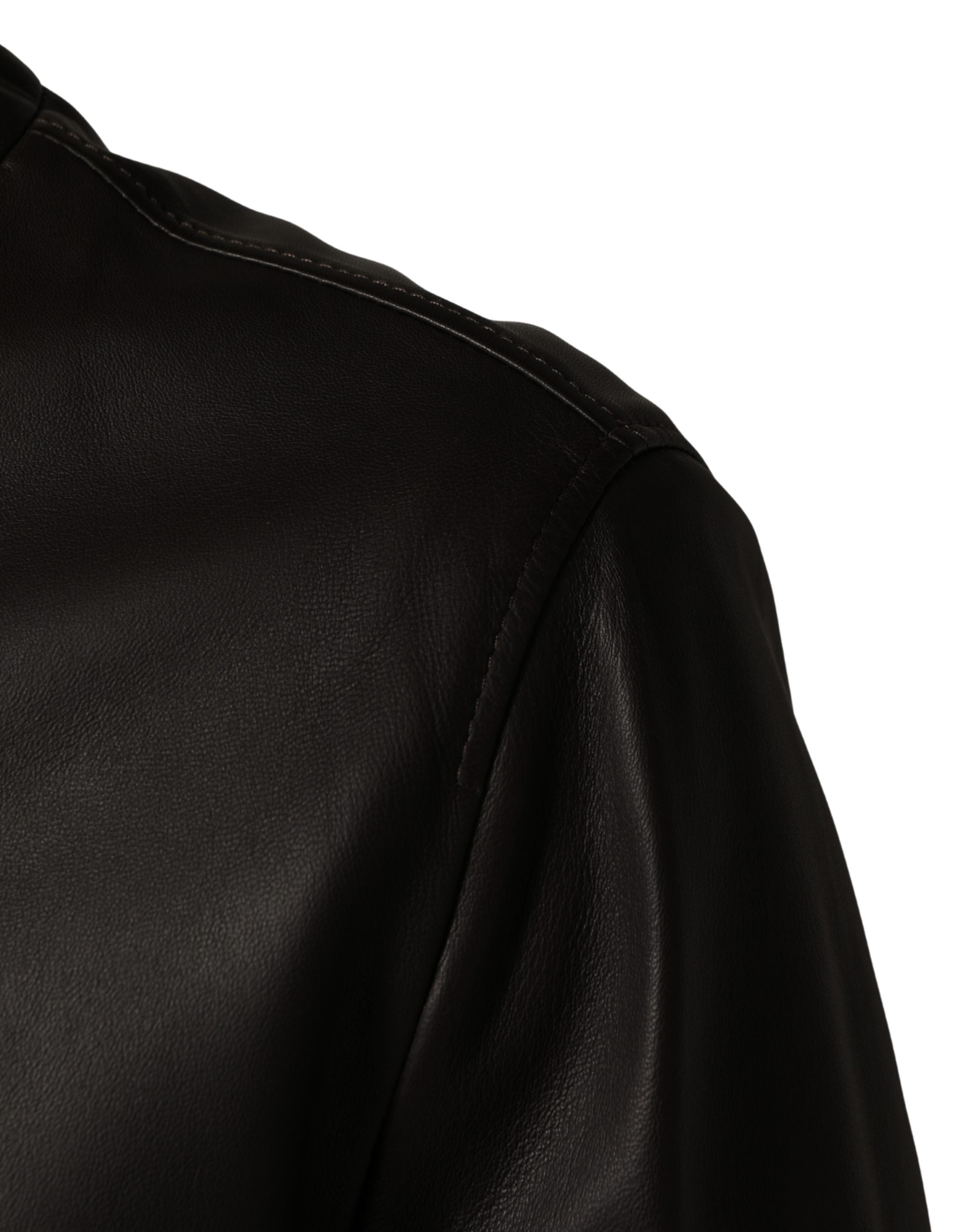 Dolce & Gabbana Black LambskinLeather Full Zip Biker Jacket Dolce & Gabbana