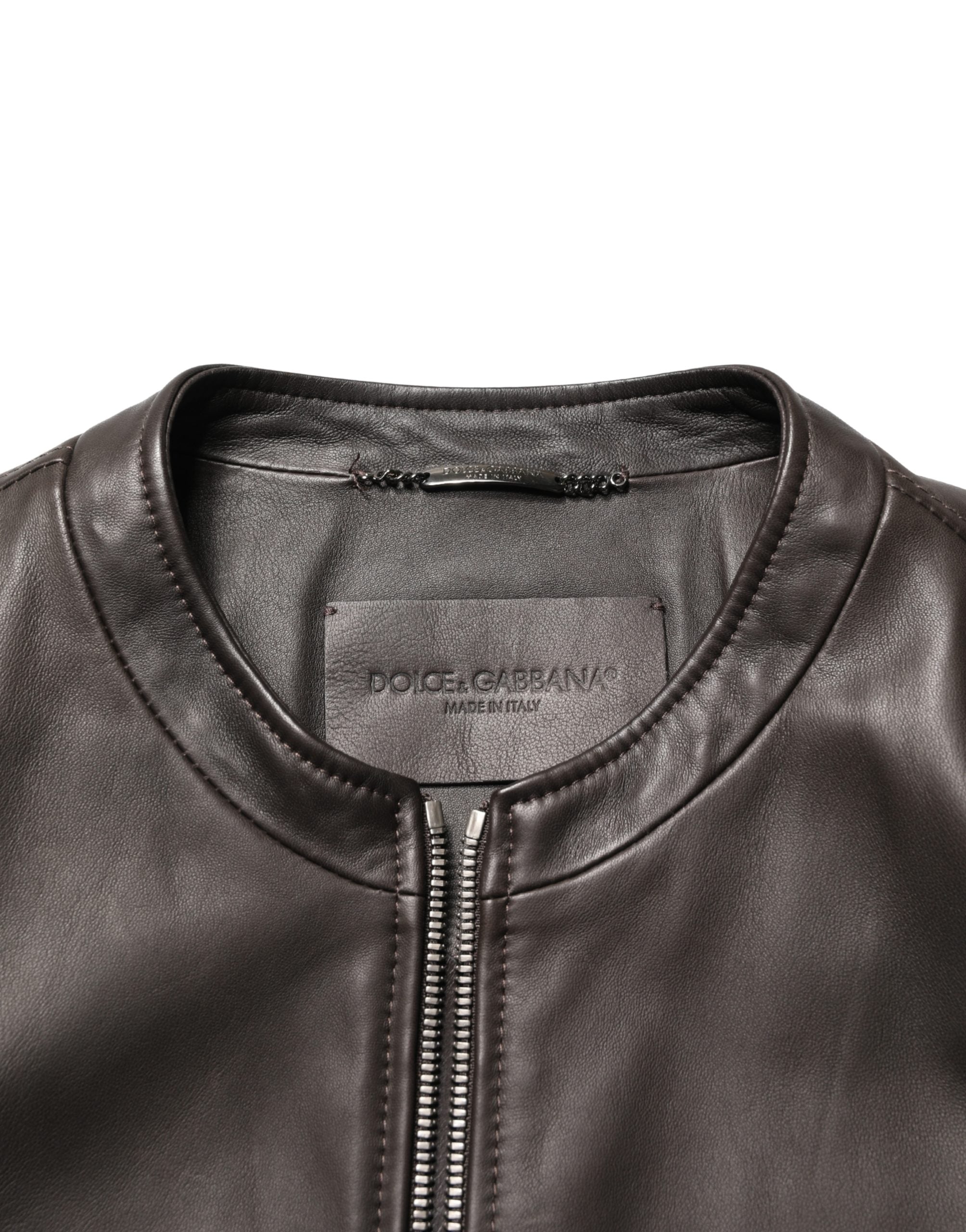 Dolce & Gabbana Black LambskinLeather Full Zip Biker Jacket Dolce & Gabbana