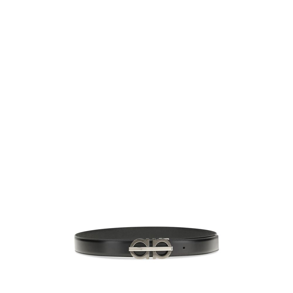 Ferragamo Black Calf Leather Bos Taurus Regular Belt Ferragamo