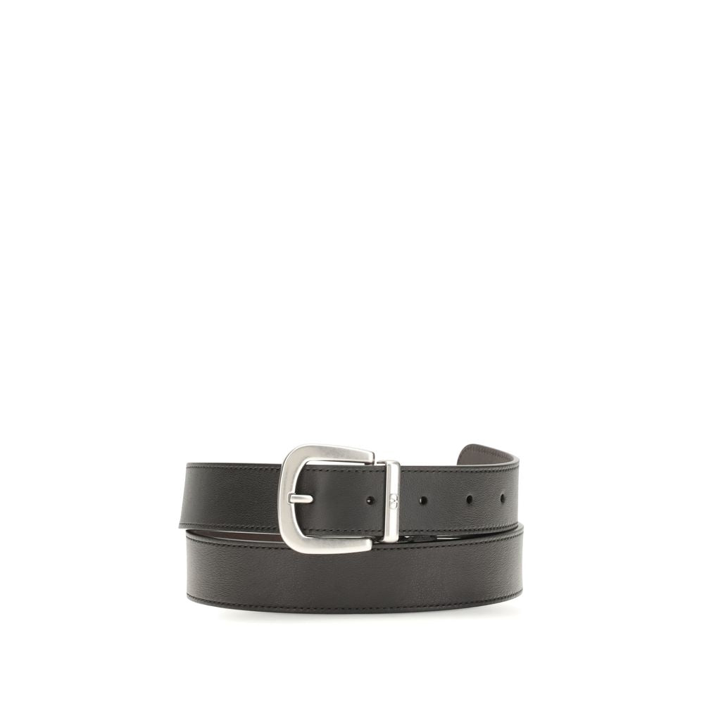 Valentino Garavani Black Calf Leather Bos Taurus Regular Belt Valentino Garavani