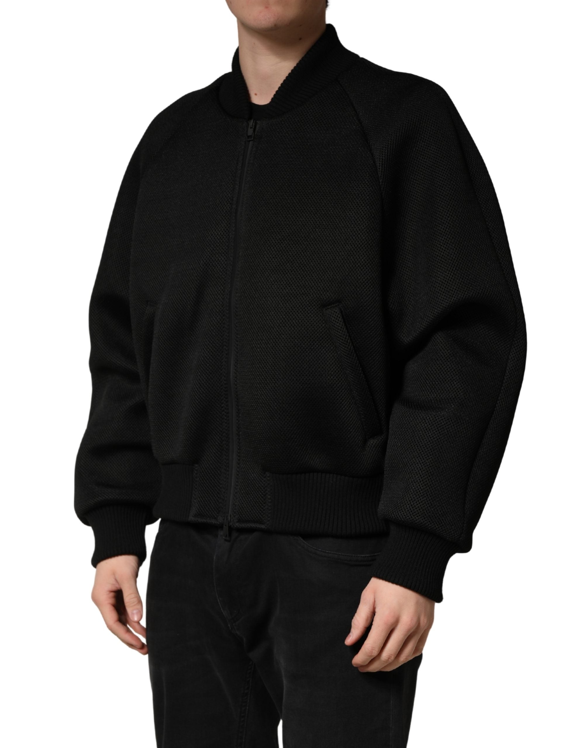 Dolce & Gabbana Men Black Nylon Full Zip Bomber Jacket Dolce & Gabbana