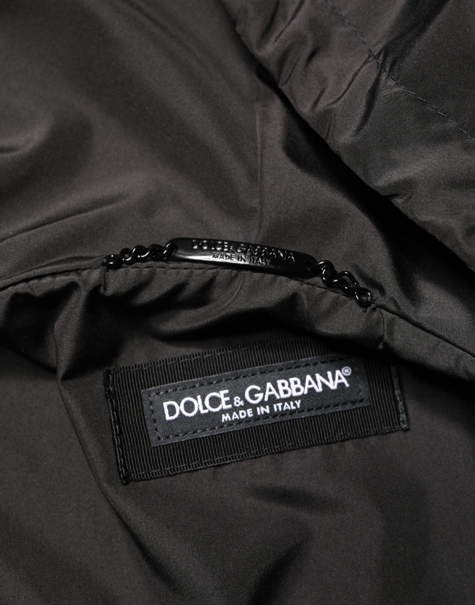 Dolce & Gabbana Men Black Hooded Full Zip Bomber Jacket Dolce & Gabbana