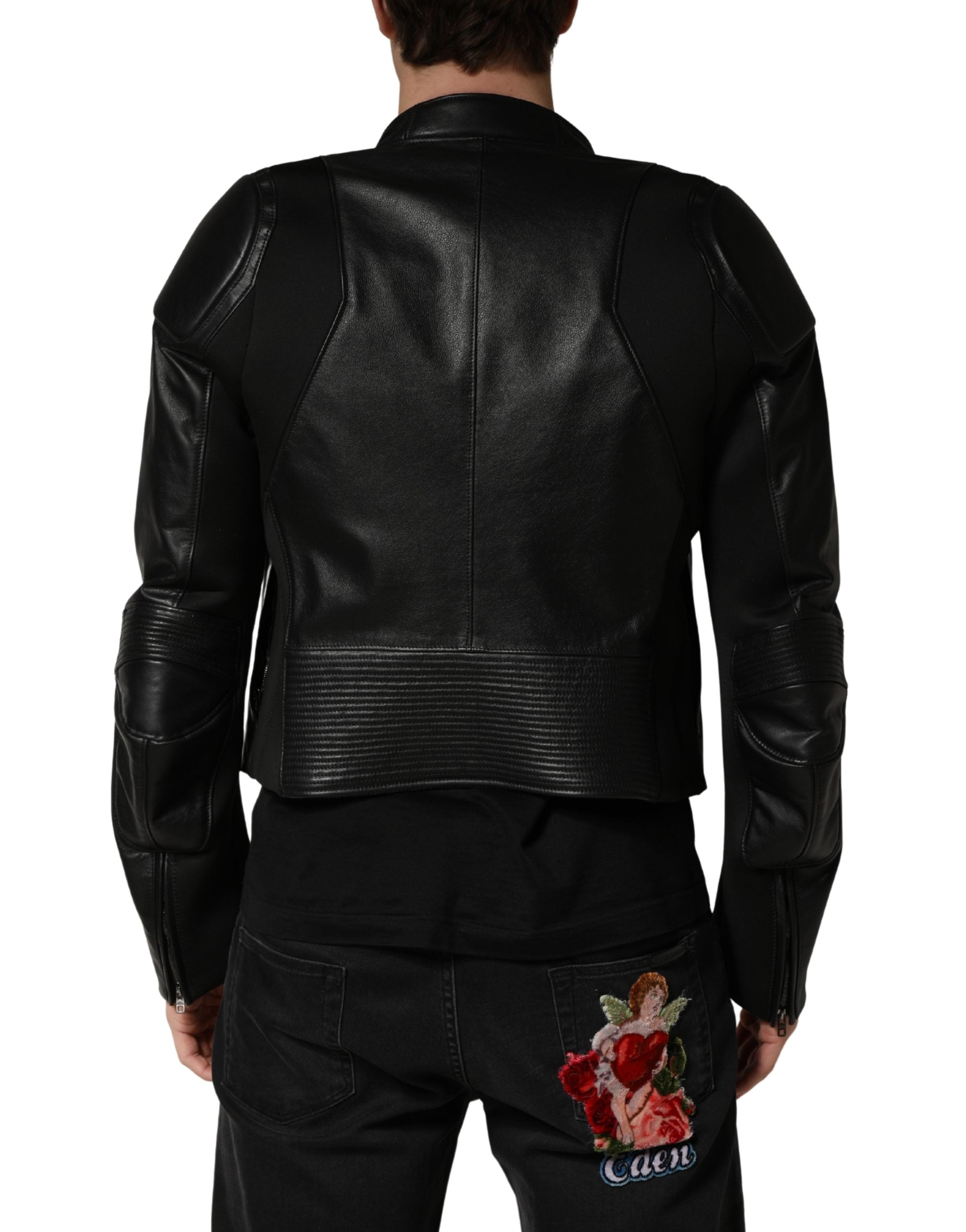 Dolce & Gabbana Black Nylon Full Zip Men Biker Coat Jacket Dolce & Gabbana