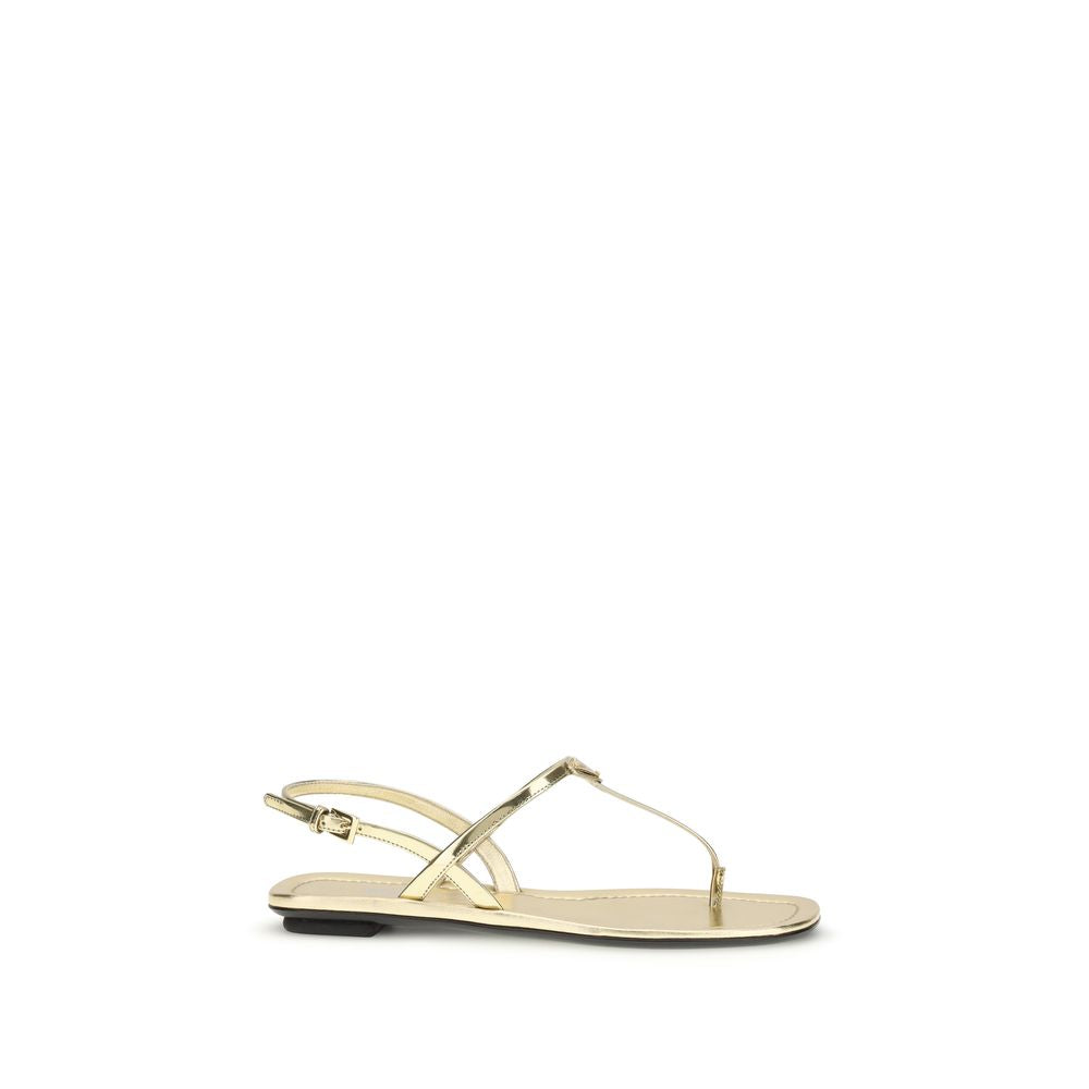 Prada Silver Calf Leather Bos Taurus Flat Sandals Prada