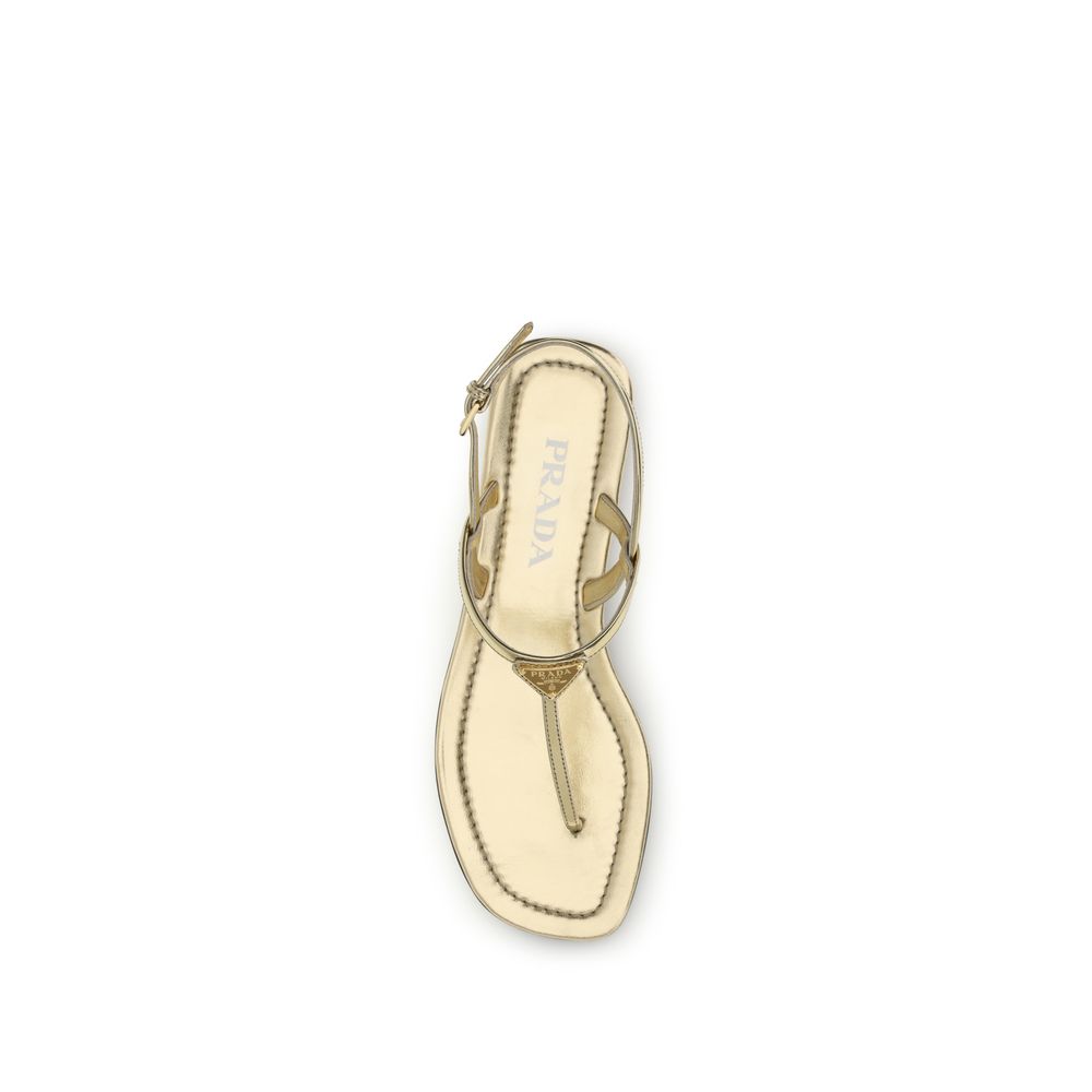 Prada Silver Calf Leather Bos Taurus Flat Sandals Prada