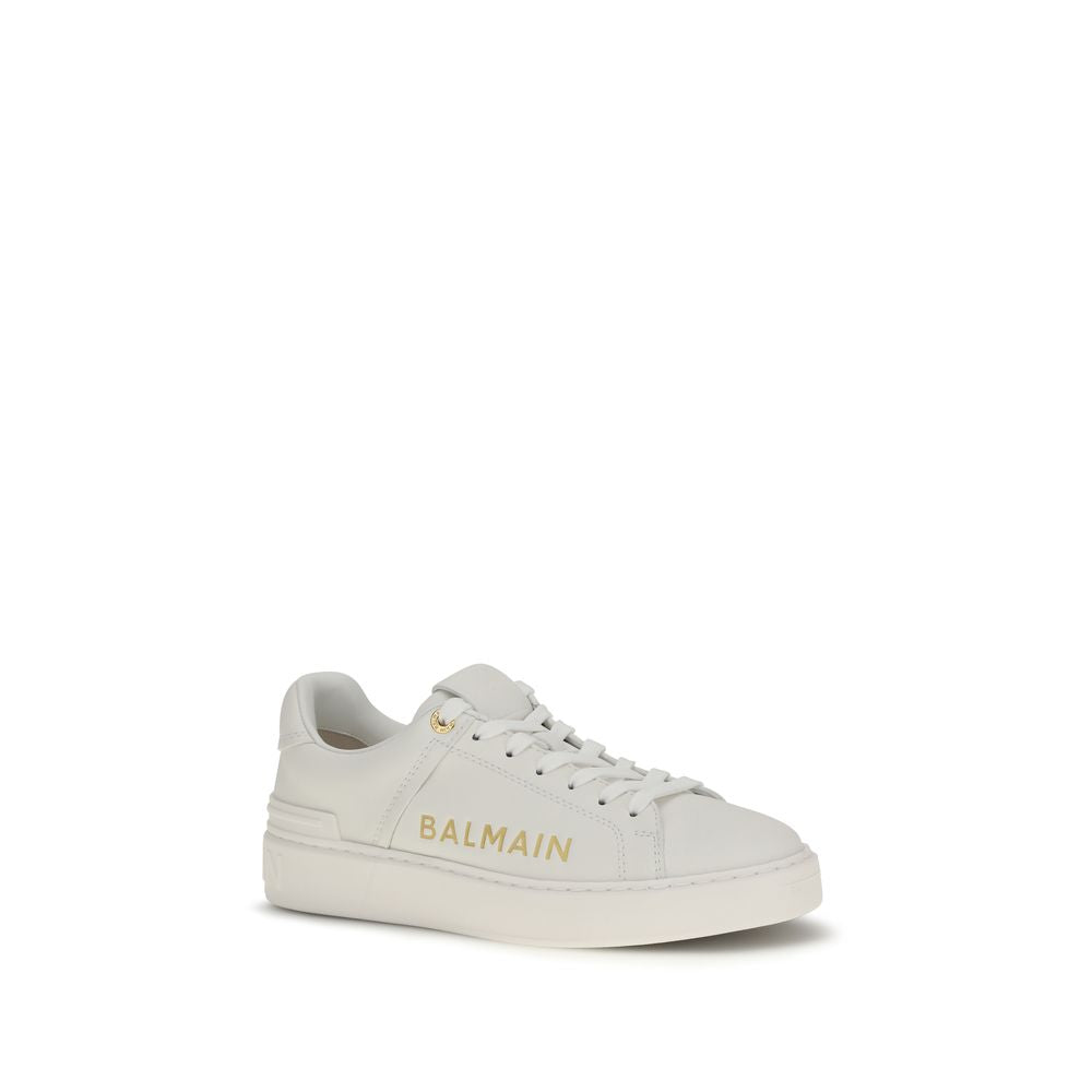 Balmain White Calf Leather Bos Taurus Low Top Sneakers Balmain