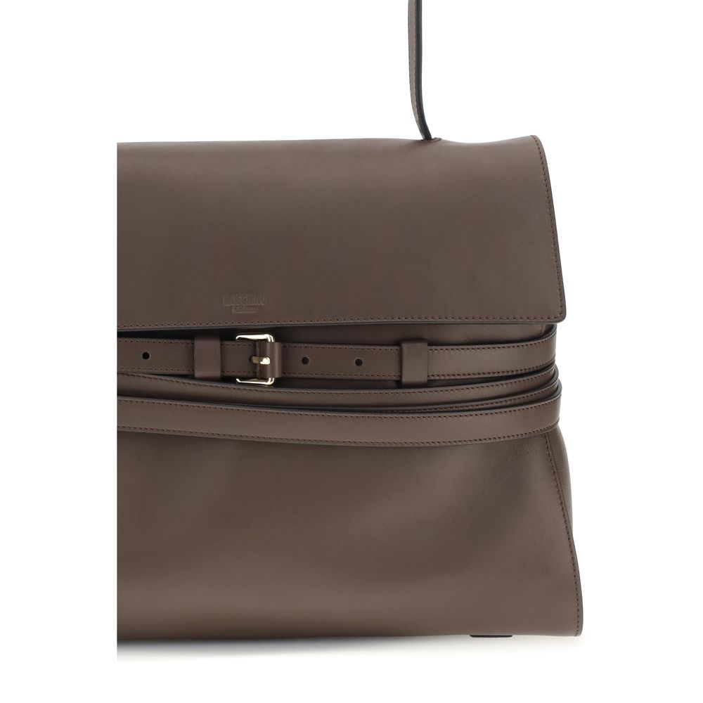Moschino Brown Calf Leather Bos Taurus Handbag Moschino