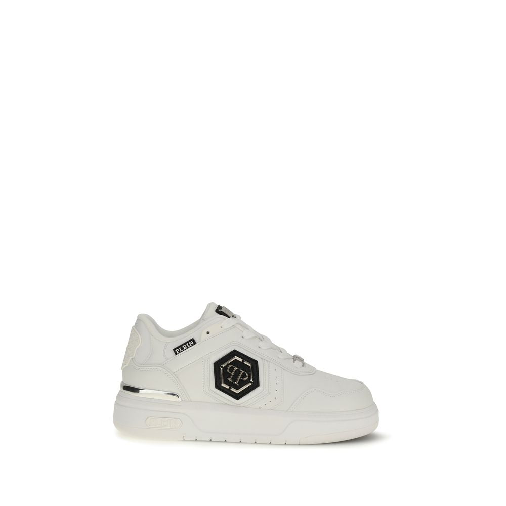 Philipp Plein White Calf Leather Bos Taurus Athletic Sneakers Philipp Plein