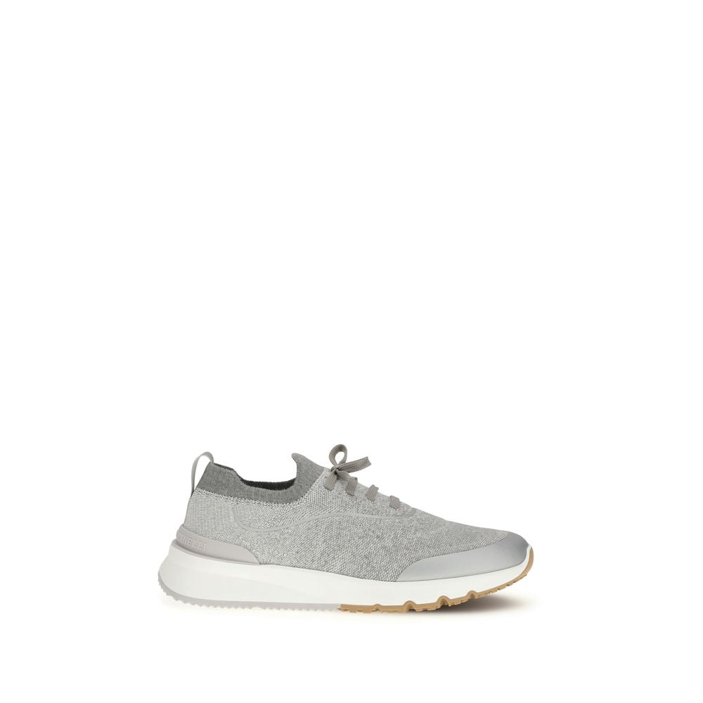 Brunello Cucinelli Gray Cotton Athletic Sneakers Brunello Cucinelli