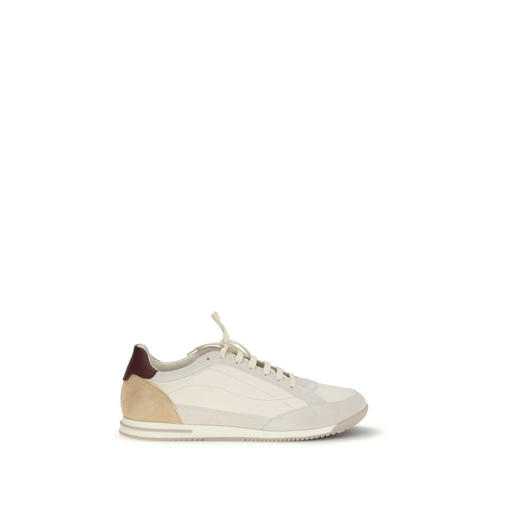 Brunello Cucinelli Beige Calf Leather Bos Taurus Sneakers Brunello Cucinelli