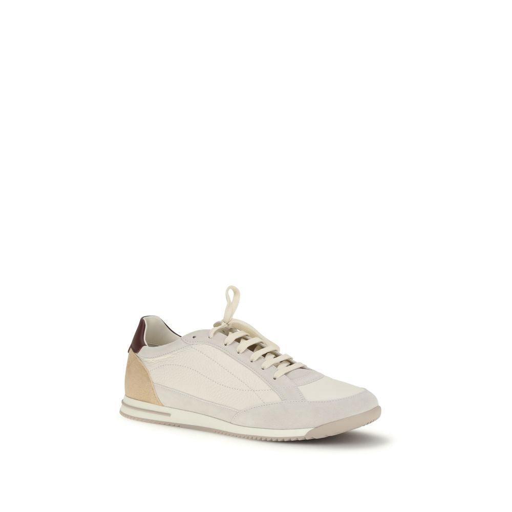 Brunello Cucinelli Beige Calf Leather Bos Taurus Sneakers Brunello Cucinelli