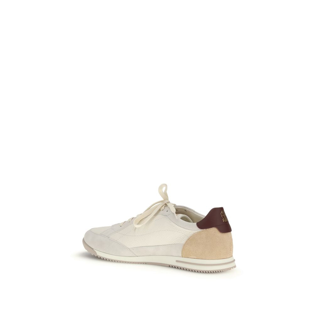 Brunello Cucinelli Beige Calf Leather Bos Taurus Sneakers Brunello Cucinelli
