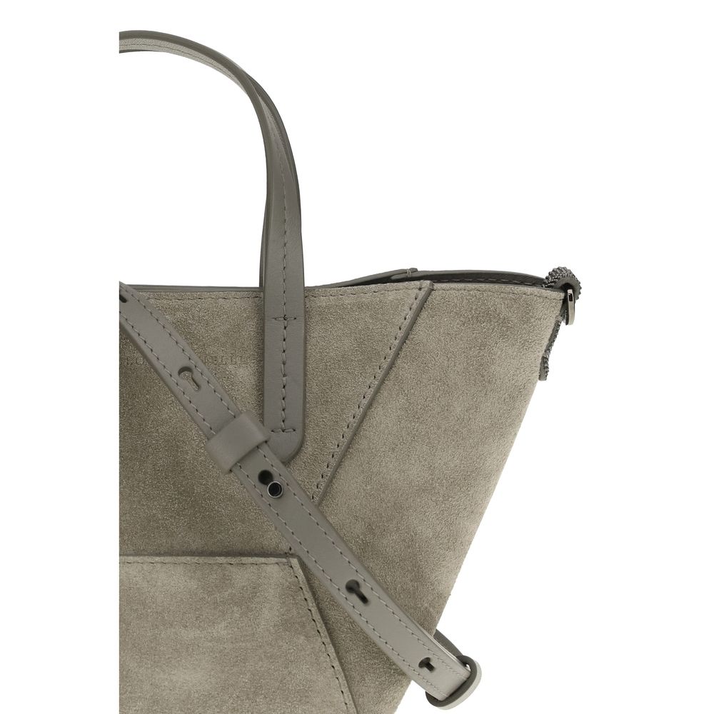 Brunello Cucinelli Brown Calf Leather Bos Taurus Shoulder Bag Brunello Cucinelli