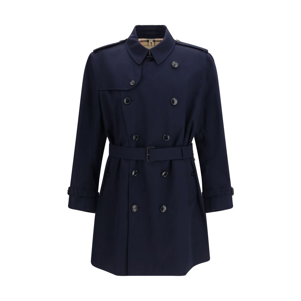 Burberry Blue Cotton Trench Coat Burberry