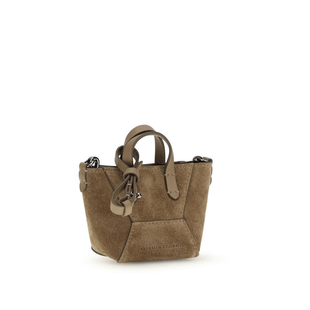 Brunello Cucinelli Brown Calf Leather Bos Taurus Shoulder Bag Brunello Cucinelli