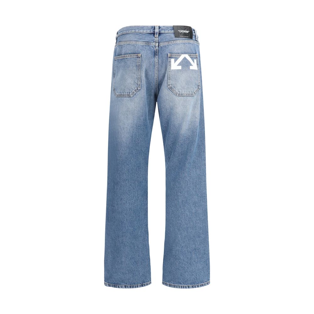 Off-White Blue Cotton Relaxed Fit Jeans Off-White