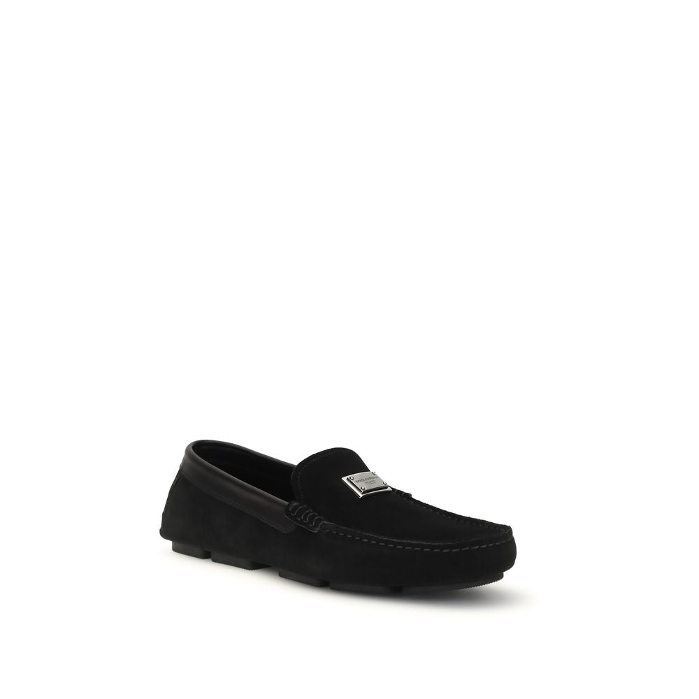 Dolce & Gabbana Black Calf Leather Bos Taurus Slip-On Loafers Dolce & Gabbana