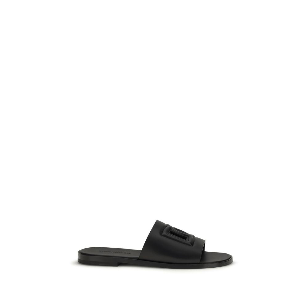 Dolce & Gabbana Black Calf Leather Bos Taurus Sandals Dolce & Gabbana