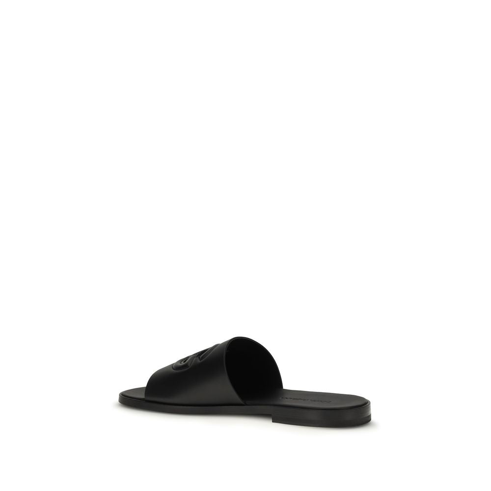 Dolce & Gabbana Black Calf Leather Bos Taurus Sandals Dolce & Gabbana