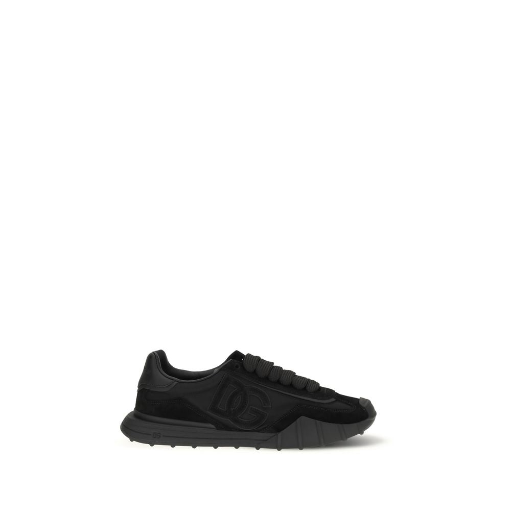 Dolce & Gabbana Black Calf Leather Bos Taurus Athletic Sneakers Dolce & Gabbana