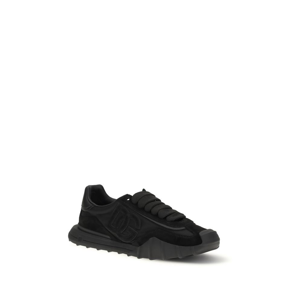 Dolce & Gabbana Black Calf Leather Bos Taurus Athletic Sneakers Dolce & Gabbana