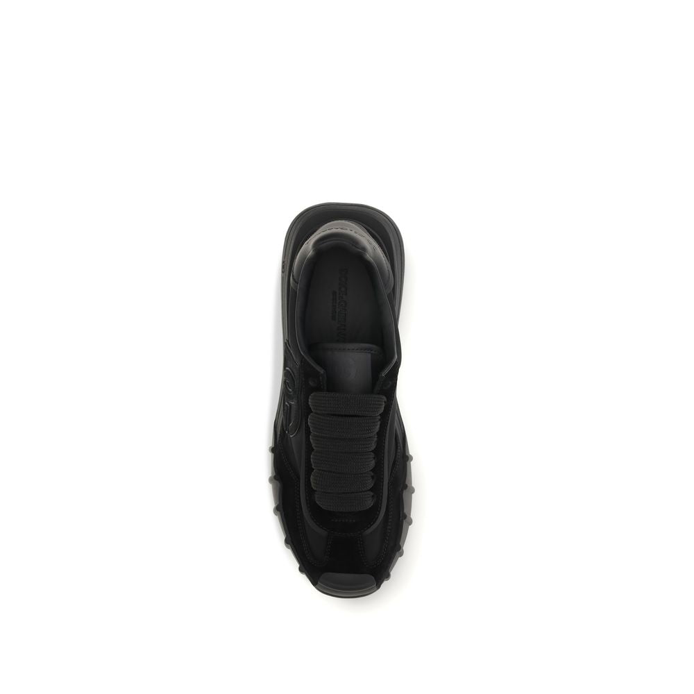 Dolce & Gabbana Black Calf Leather Bos Taurus Athletic Sneakers Dolce & Gabbana