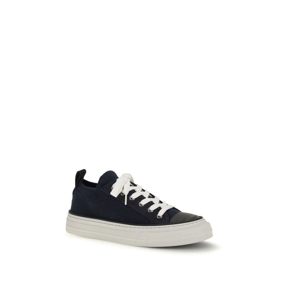 Brunello Cucinelli Blue Cotton Low Top Sneakers Brunello Cucinelli