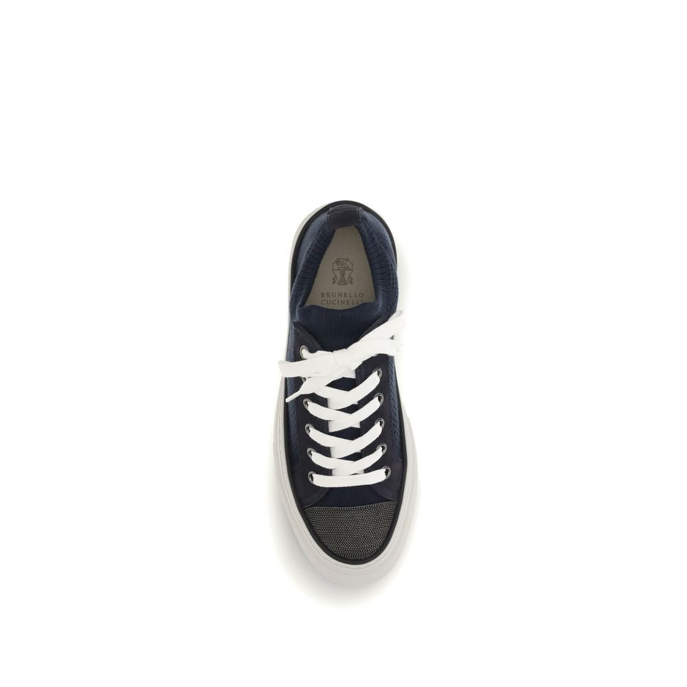Brunello Cucinelli Blue Cotton Low Top Sneakers Brunello Cucinelli