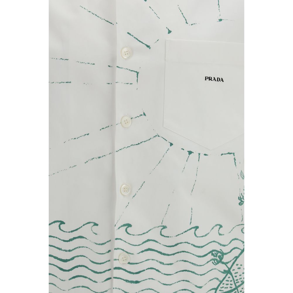 Prada White Cotton Pattern Shirt Prada