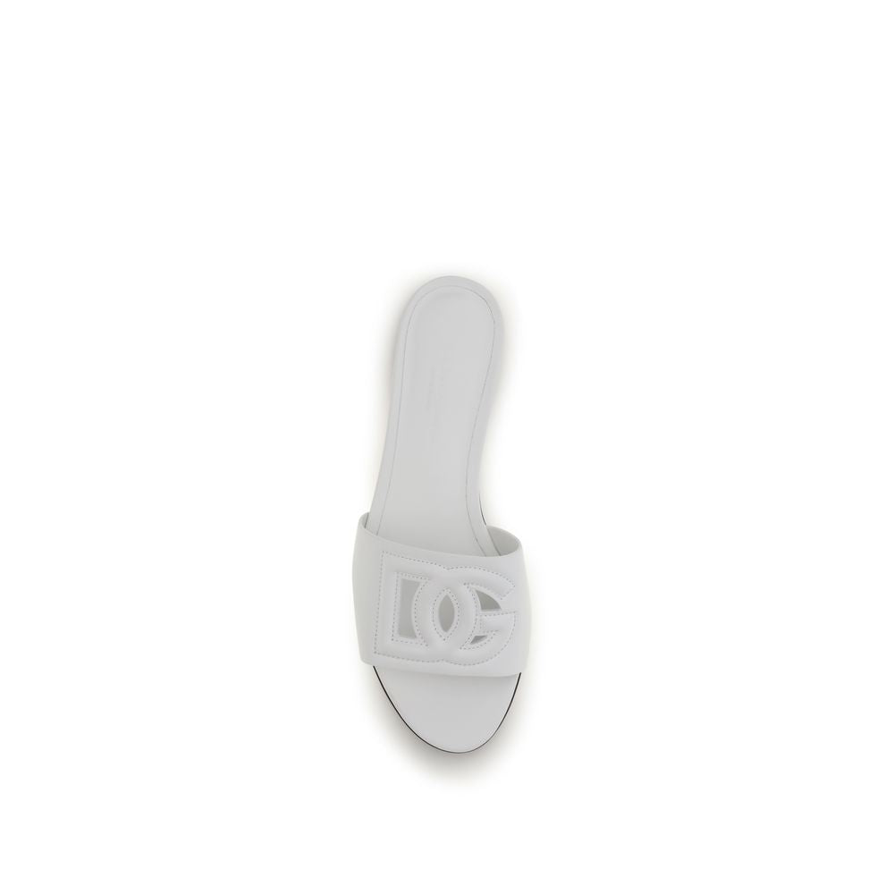 Dolce & Gabbana White Calf Leather Bos Taurus Flat Sandals Dolce & Gabbana