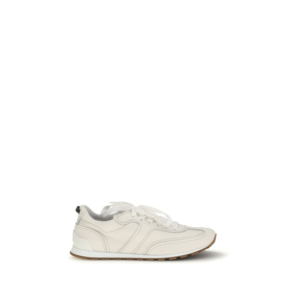 Brunello Cucinelli White Calf Leather Bos Taurus Low Top Sneakers Brunello Cucinelli
