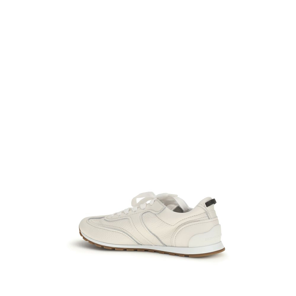 Brunello Cucinelli White Calf Leather Bos Taurus Low Top Sneakers Brunello Cucinelli