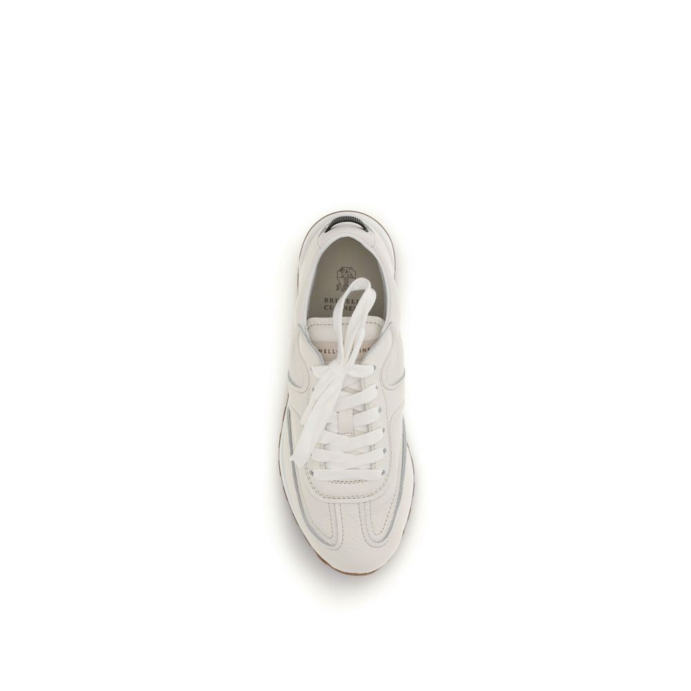 Brunello Cucinelli White Calf Leather Bos Taurus Low Top Sneakers Brunello Cucinelli